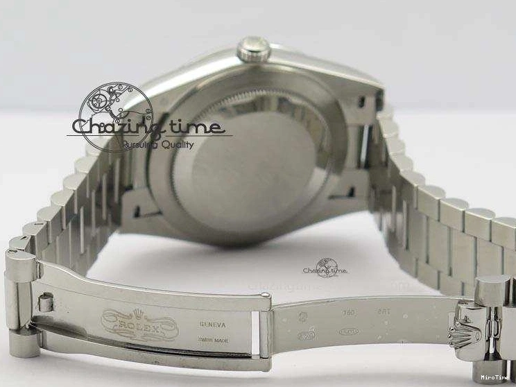 MiroTime 0508 Stretchable DayDate 40mm BP-Maker 228206 SS Green Roman Dial (Fluted Bezel) On SS Bracelet ETA 3904